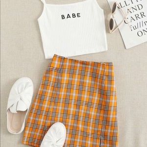 Split Hem Tartan Skirt